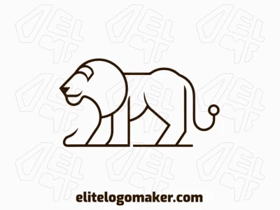 Diseño de logo apropiado que presenta un león con líneas finas en estilo minimalista, simbolizando calidad y fuerza con simplicidad elegante.