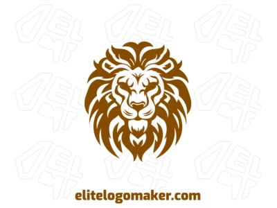 Un logo ilustrativo profesional con un león de diseño simétrico y precio barato, perfecto para una identidad de marca fuerte e impactante.