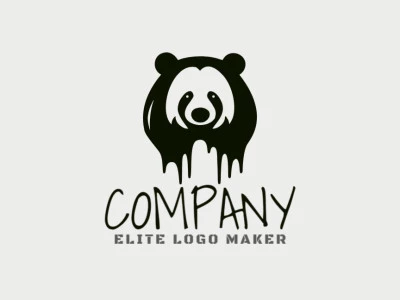 Crear un logotipo para su empresa en forma de un oso panda liquido con estilo pictórico y color negro.