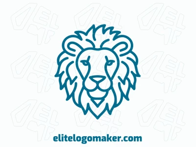 Un logotipo monolineal con un lujoso león, evocando sofisticación y fuerza, con un toque de azul, perfecto para una marca de lujo.