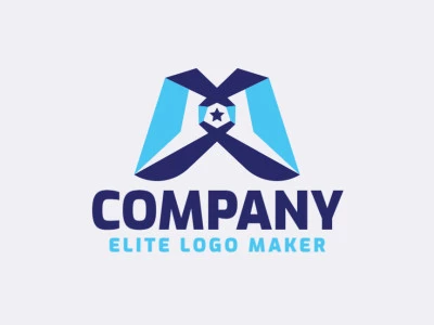 Logotipo ideal para diferentes negocios en forma de una letra "M" combinado con una estrella, con diseño creativo y estilo carta inicial.