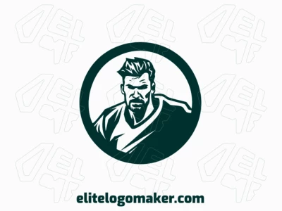 Un logotipo circular que presenta a un hombre misterioso en un verde oscuro y enigmático, evocando intriga y curiosidad.