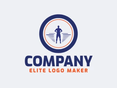 Crea un logotipo ideal para tu negocio en forma de un hombre con un estilo circular y colores personalizables.