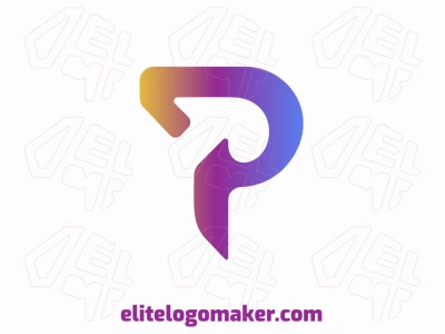 Un logotipo creativo, dinámico y llamativo con la letra “P” minimalista en degradado, diseñado para destacarse con un atractivo vibrante y moderno.