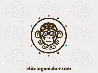 Logo creativo con un mono en colores azul, marrón y naranja. ¡Perfecto para mostrar tu lado divertido y profesional!