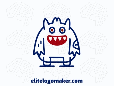 Un logotipo abstracto que presenta un monstruo diseñado creativamente en azul y rojo, combinando elementos lúdicos y modernos para una identidad de marca llamativa.