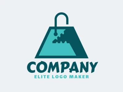 Cree un logotipo vectorial para su empresa en forma de un monstruo combinado con una bolsa de papel con un estilo abstracto, los colores utilizados son azul y verde.