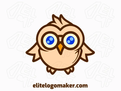 Un logotipo encantador con un búho juguetón, mezclando tonos de azul, marrón y naranja, perfecto para una marca juvenil e imaginativa.