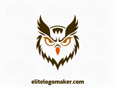 El logotipo presenta una cabeza de búho abstracta en tonos marrón y naranja, que encarna sabiduría y creatividad para una identidad de marca única e impactante.