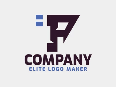 Crear un logotipo para su empresa en forma de una letra "P", con estilo abstracto y colores azul y negro.