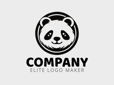 Una imagen pictórica de un oso panda en negro intenso, ideal para un logotipo memorable e icónico.