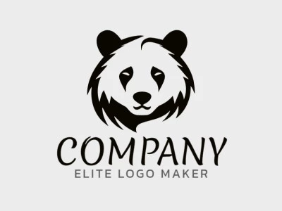 Logotipo personalizable en forma de una cabeza de oso panda con diseño creativo y estilo simple.