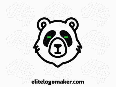 Un logotipo vectorial excelente y económico con la cabeza de un panda minimalista y un ojo verde distintivo, creando un diseño simple y memorable.