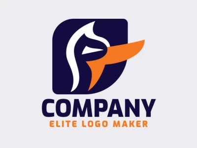 Logotipo ideal para diferentes negocios en forma de un pelícano con diseño creativo y estilo abstracto.