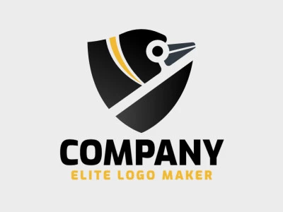 Logotipo profesional en forma de un pingüino combinado con un escudo, con diseño creativo y estilo abstracto.