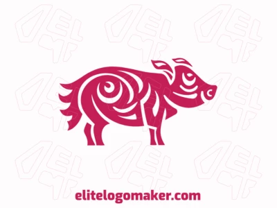 Crea un logotipo ideal para tu negocio en forma de un cerdo con un estilo tribal y colores personalizables.