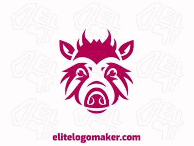Una cabeza abstracta de cerdo en rosa, un diseño de logotipo creativo y juguetón que seguro captará la atención.