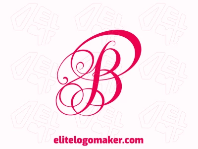 Un logotipo vectorial elegante y editable con la letra 'B' en rosa cursiva como diseño de letra inicial.