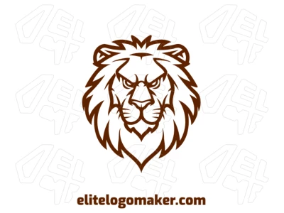 Un león protector con un diseño abstracto, estilizado como una mascota, que irradia una buena y fuerte presencia.