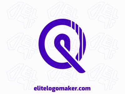 Un logotipo minimalista con la letra 'Q' morada, que ofrece un diseño personalizable destacando calidad y simplicidad moderna.