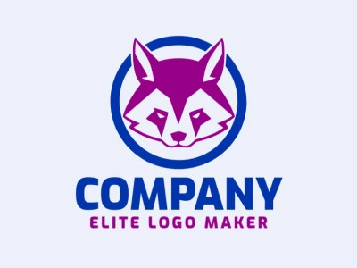 Crea un logotipo vectorizado que presente un diseño contemporáneo de un lobo morado y estilo minimalista, con un toque de sofisticación y colores violeta y azul oscuro.