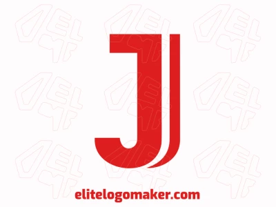 Un logotipo simple con la letra 'J' roja, diseñado con líneas limpias y versátil para varios propósitos.