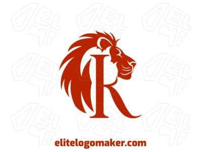 Un logo dinámico con un león rojo combinado con la letra "R", diseñado en estilo de doble sentido para crear un impacto visual audaz y poderoso.