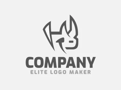 Logotipo personalizable en forma de una cabeza de rinoceronte con diseño creativo y estilo abstracto.