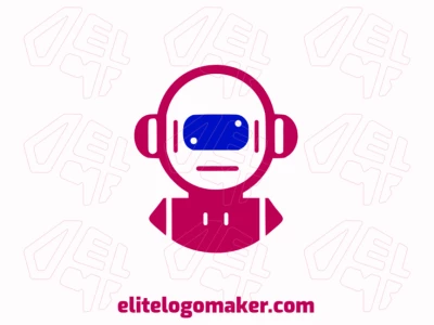 Cree un logotipo vectorial para su empresa en forma de un robot con un estilo simple, los colores utilizados son rojo oscuro y azul oscuro.