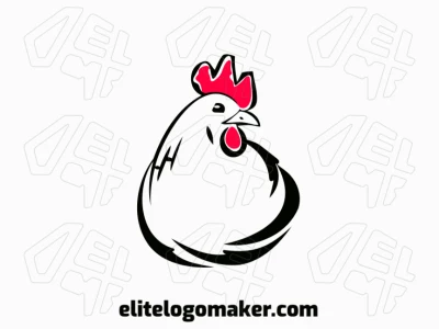 Un logo artesanal de gallo, mezclando rojo vibrante y negro audaz, que irradia autenticidad y artesanía.