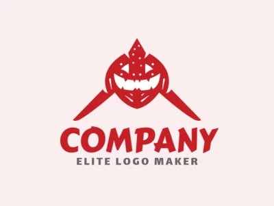 Logotipo ideal para diferentes negocios en forma de un tiburón combinado con una calabaza con diseño creativo y estilo abstracto.