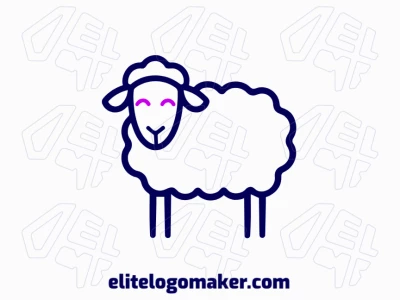 Logotipo en forma de una oveja con diseño multiples lineas y colores violeta y azul oscuro.