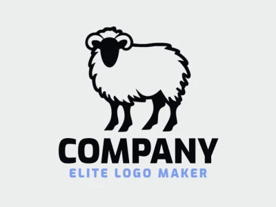 Logotipo personalizable en forma de una oveja compuesto por un estilo mascota y color negro.