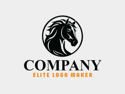 Logotipo ideal para diferentes negocios en forma de un caballo semental, con diseño creativo y estilo circular.