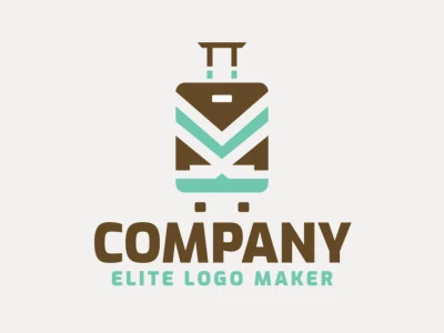 Logotipo personalizable en forma de una maleta con diseño creativo y estilo abstracto.