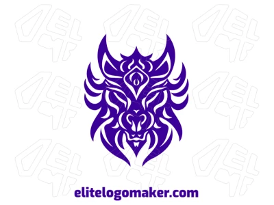 Una cabeza de monstruo morado simétrica con un diseño atractivo, perfecta para un logotipo audaz y llamativo.