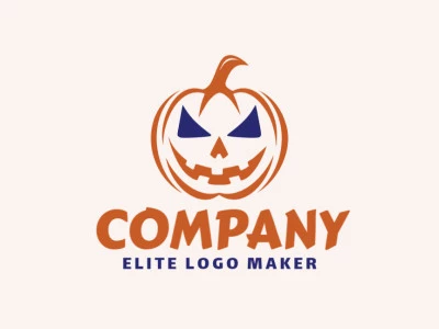 Logotipo memorable en forma de una calabaza aterradora con estilo abstracto y colores personalizables.