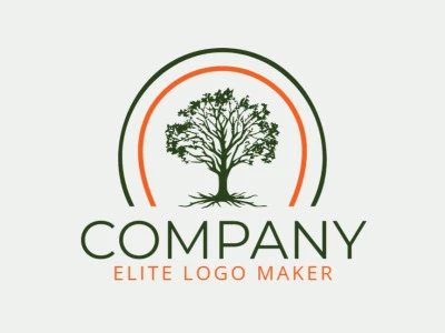 Crea un logotipo ideal para tu negocio en forma de un árbol con un estilo ilustrativo y colores personalizables.