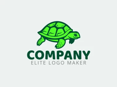 Logotipo profesional en forma de una tortuga con un estilo animal, el color utilizado fue el verde.