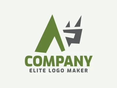 Logotipo de vector libre en forma de un rinoceronte con estilo minimalista y colores verde y gris.