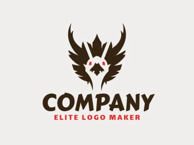 Crear su propio logotipo en forma de un buitre con un estilo simétrico y colores rojo y negro.