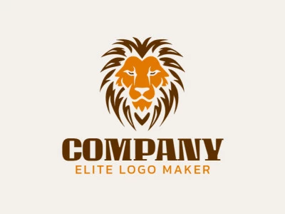 Crear su logotipo en línea con la forma de un león salvaje con colores personalizables y estilo simétrico.