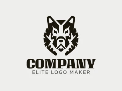 Logotipo de vector libre en forma de un lobo con estilo simétrico y color negro.