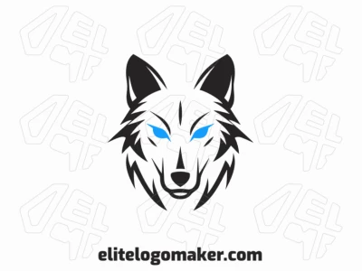 Un logotipo cautivador con la cabeza de un lobo en tonos azules y grises, que simboliza fuerza, inteligencia y adaptabilidad, ideal para una identidad de marca poderosa.