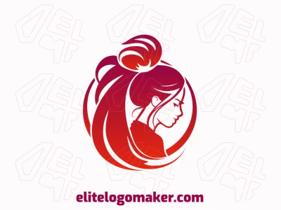 Una plantilla de logotipo creativa que presenta a una mujer en un degradado rojo, que captura energía e innovación en su diseño.