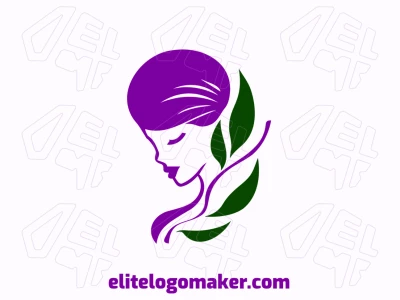 Un logotipo ilustrativo que combina a una mujer con hojas, presentando una idea sofisticada y creativa.