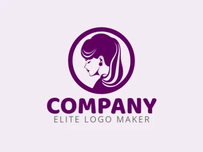 Logotipo simple creado con formas abstractas que forman una mujer con arete con el color violeta.