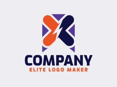 Crear su logotipo en línea con la forma de una letra "X" combinado con un rayo, con colores personalizables y estilo creativo.