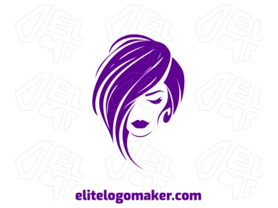 Logotipo único minimalista com a cabeça de uma mulher de cabelo curto, projetado com linhas limpas para um visual elegante e moderno.