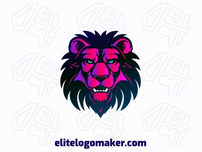 Um logotipo abstrato personalizável com um leão rosa, combinando formas únicas e cores vivas para um design ousado e artístico.